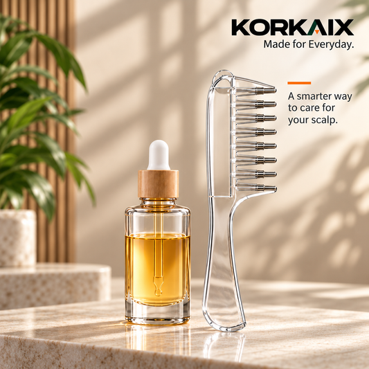Korkaix RootGlide Scalp Serum/Oil Applicator Comb With Rollers